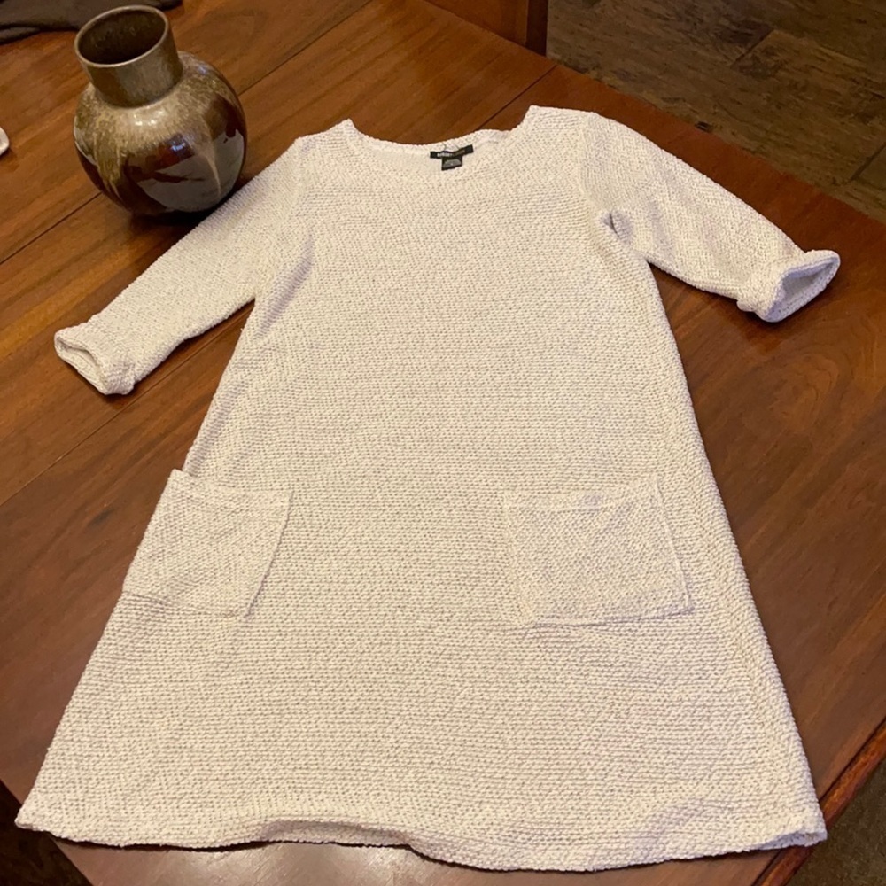 𝅺ROBERT Louis Dress Oatmeal Weave 94% Cotton Sz S